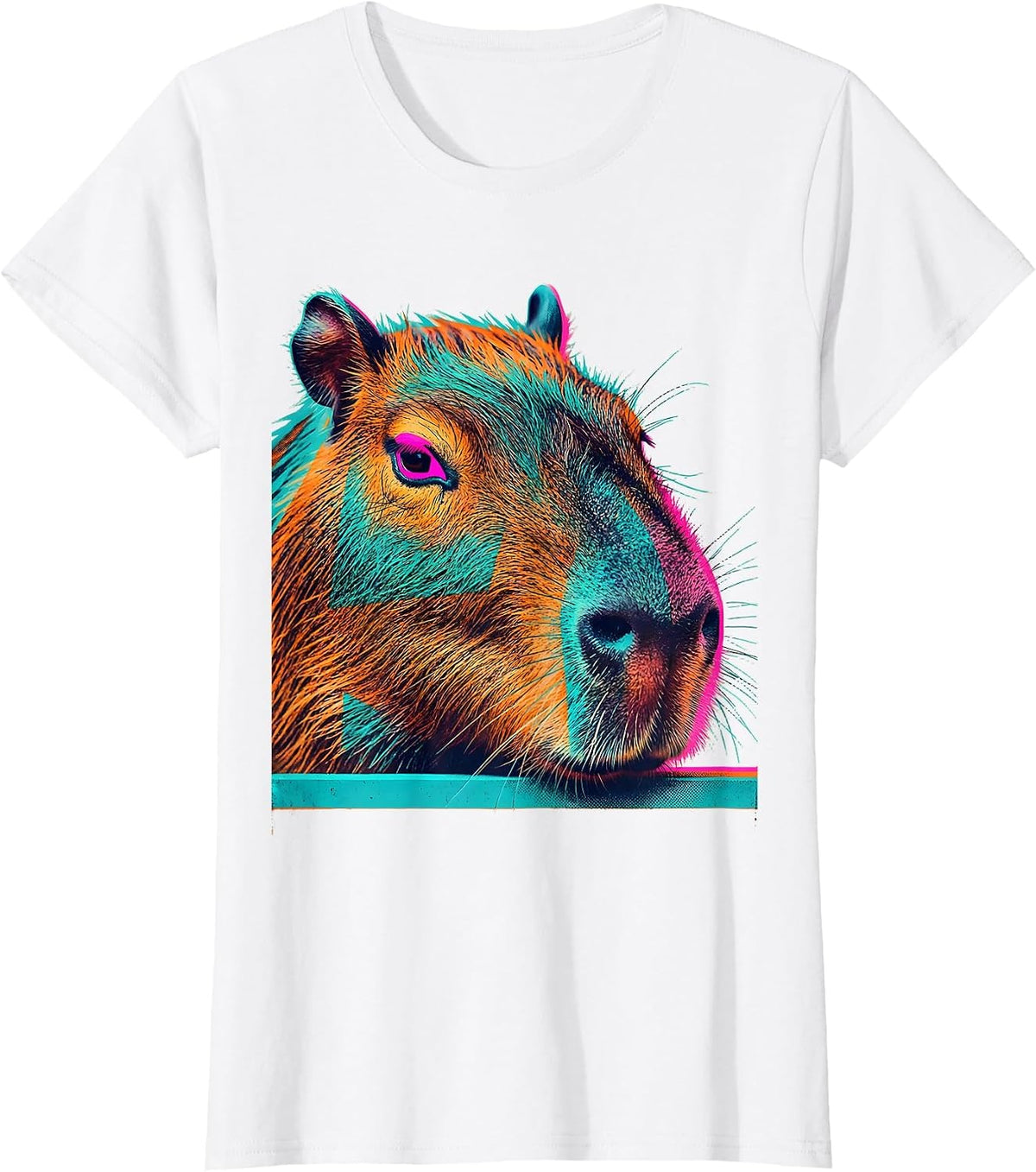 Capybara Head Risograph Funny Gamer Meme Humor T-Shirt - White