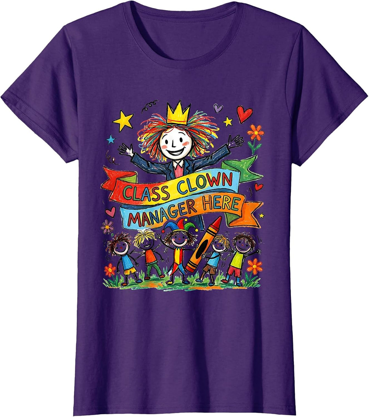 Women's Class Clown Manager Preschool Teacher Design T-Shirt - Purple