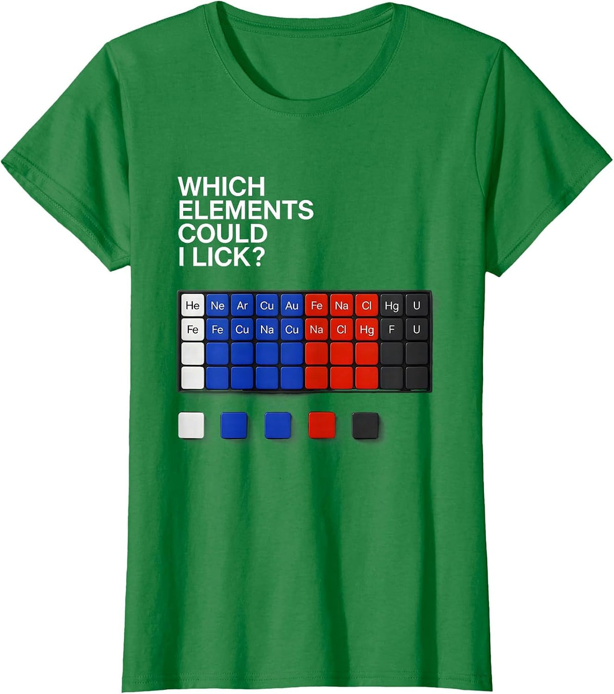 Women's Which Elements Could I Lick Funny Periodic Table Science T-Shirt - Kelly Green