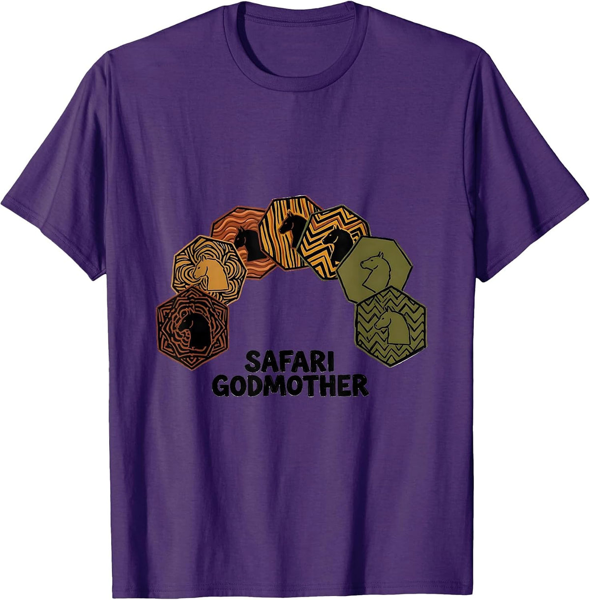 Men's Safari Godmother Playful Matching Zoo Animal-Print Squad T-Shirt - Purple