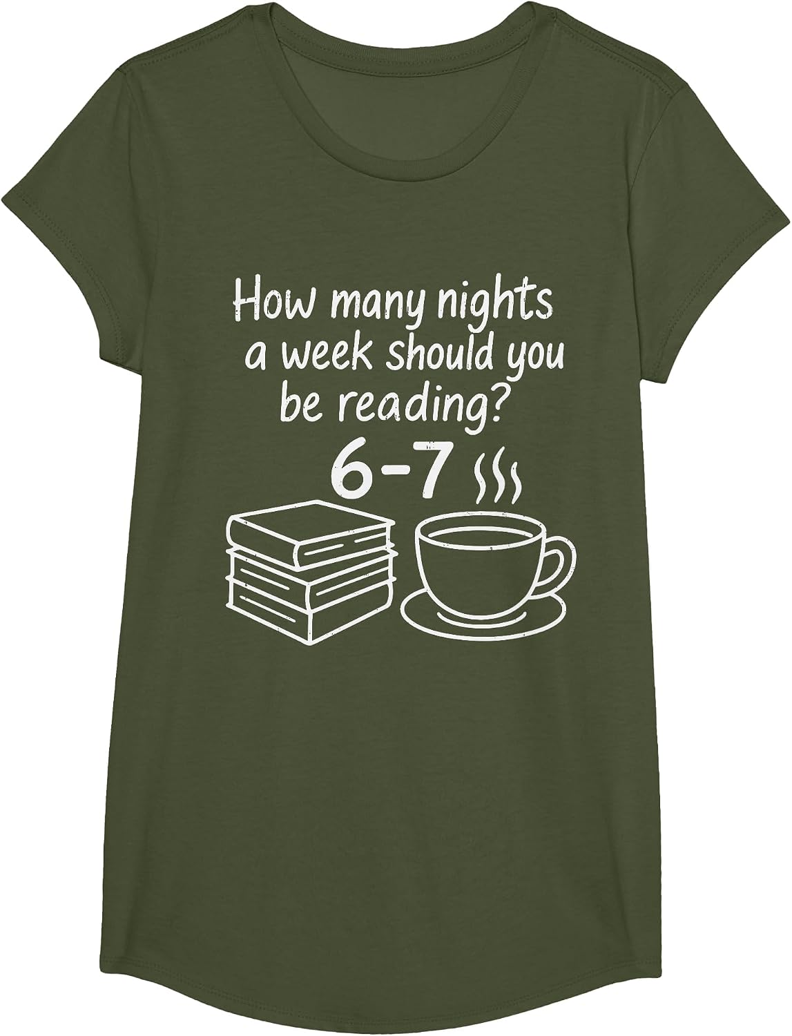 Reading 67 Six Seven English Teacher Book Lover Librarian T-Shirt - Girls Olive Green