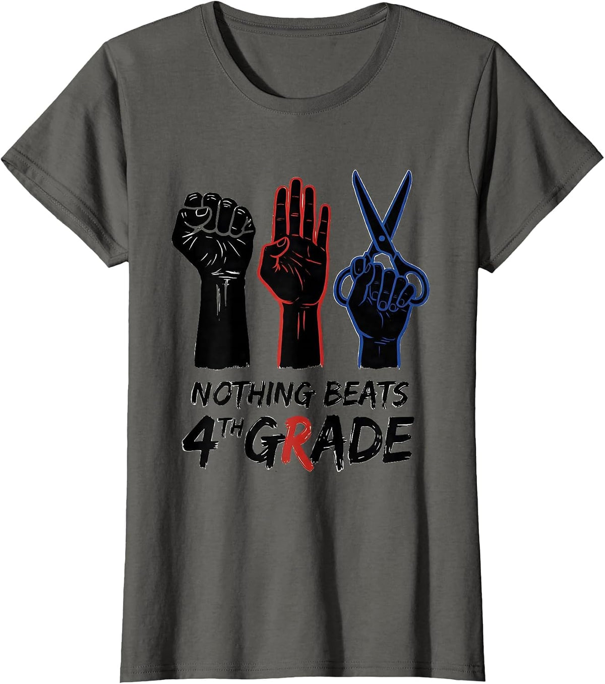 Women's Nothing Beats 4th Grade Funny Grade Team Back To School T-Shirt - Asphalt Grey