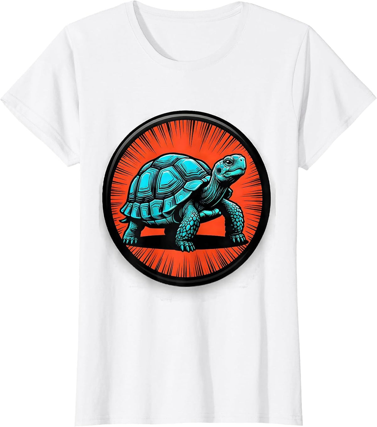 Proud Tortoise Pop Art Pet Lover Badge T-Shirt - White