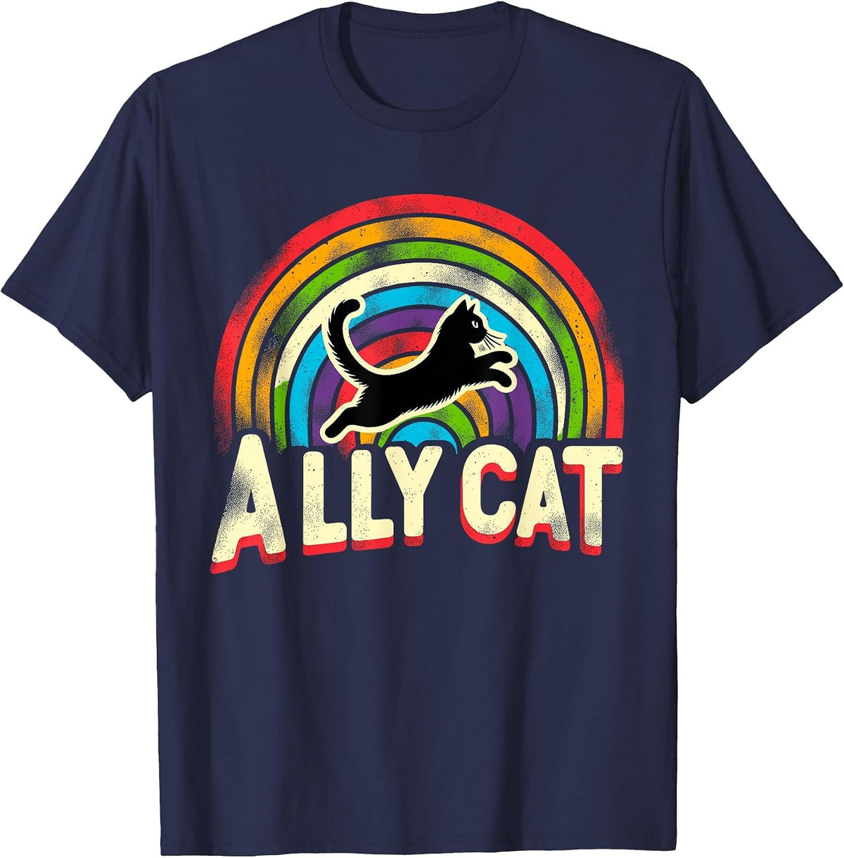 Ally cat LGBT Pride Cat T-Shirt - Navy Blue