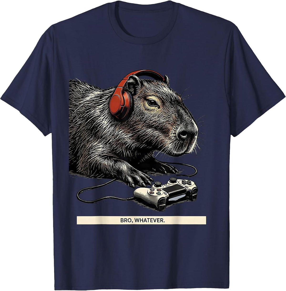Men's Bro, Whatever Funny Capybara Gamer Meme Humor T-Shirt - Navy Blue