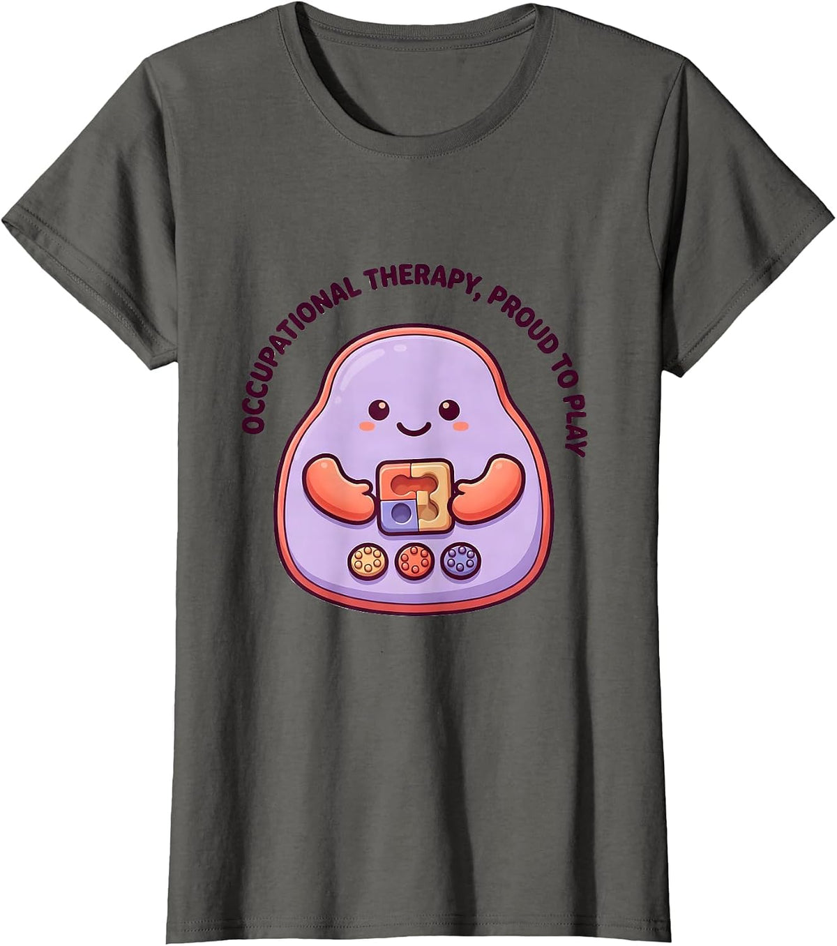 Women's Occupational Therapy Proud To Play Cute Kawaii Pediatric OT T-Shirt - Asphalt Grey
