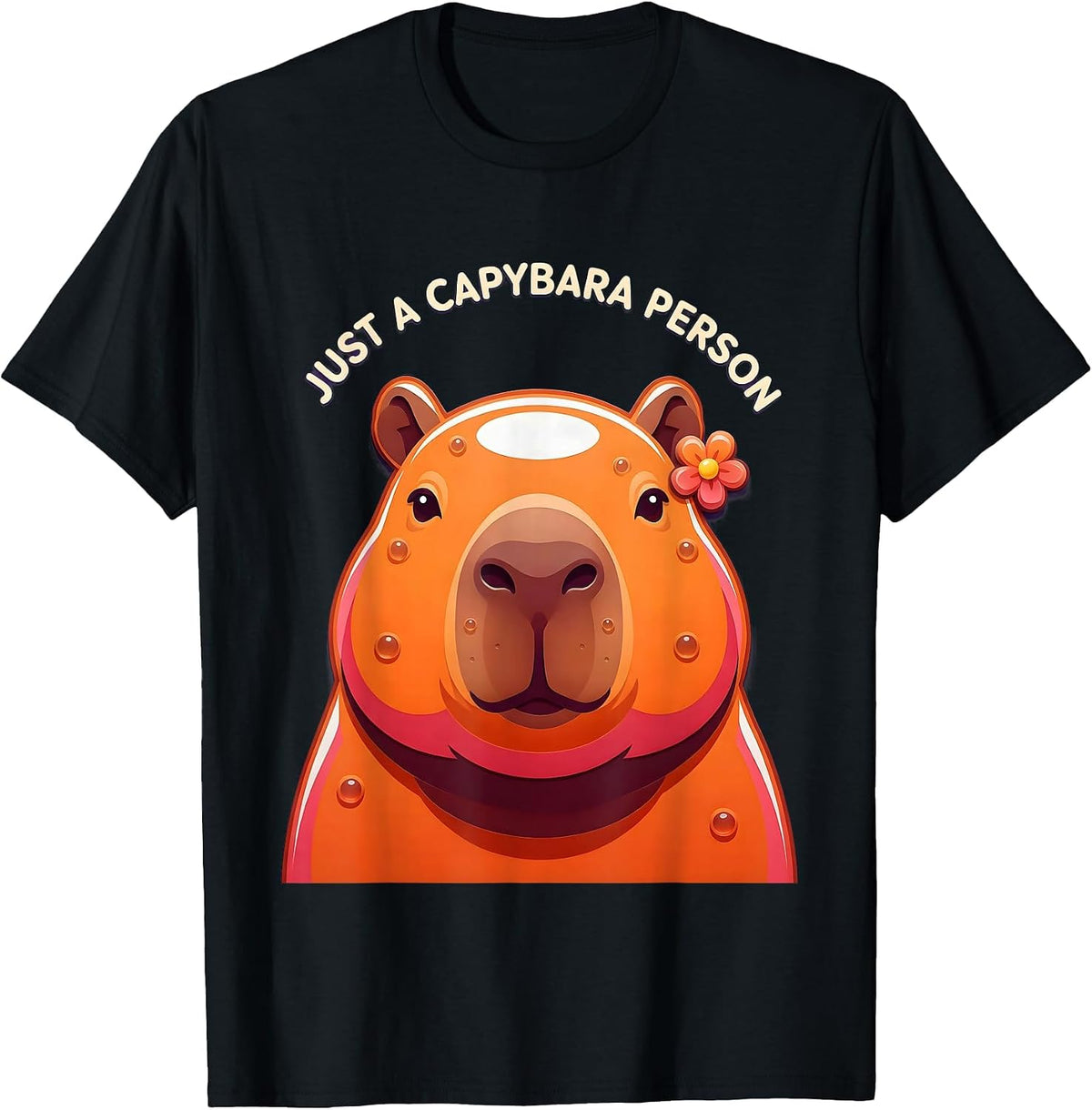 Men's Just a Capybara Person Cute Capybara Design T-Shirt - Black