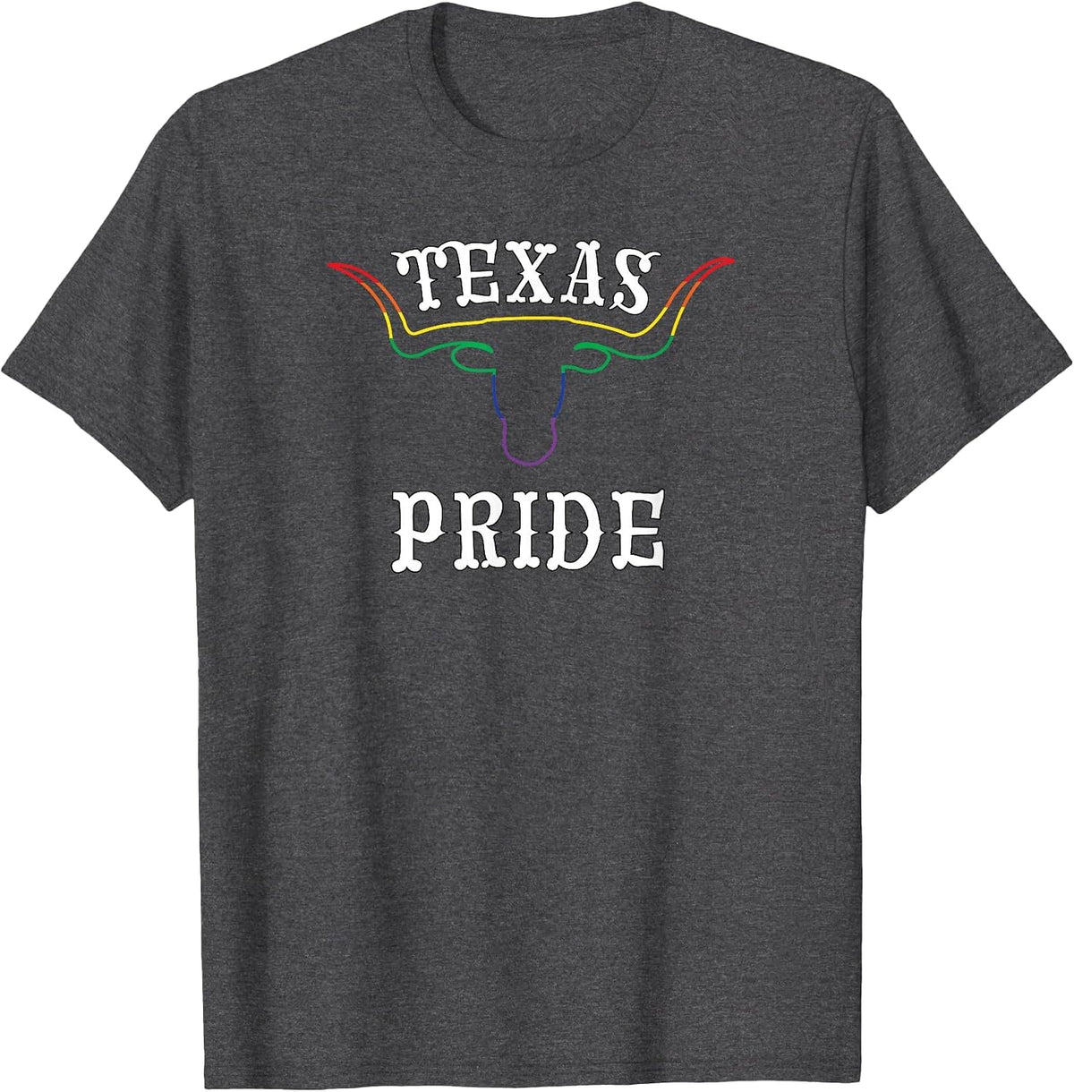 Rainbow Flag for Texas Gay Pride Month T-Shirt - Dark Heather Grey