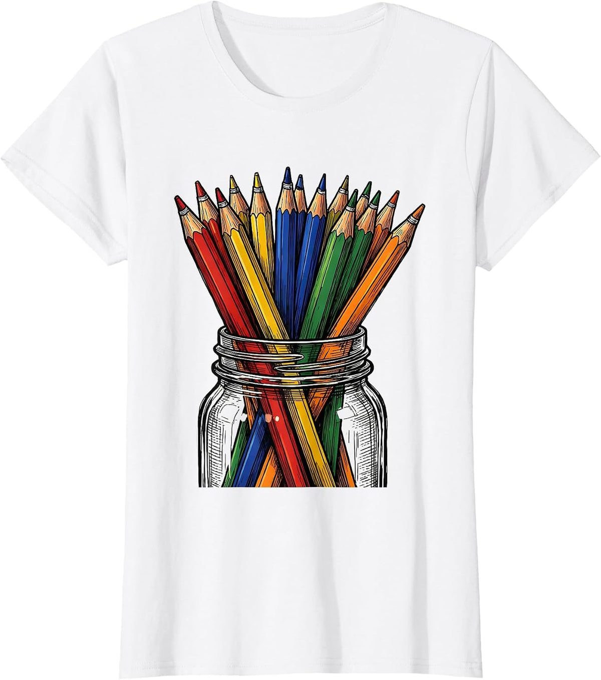 Preschool Teacher Colored Pencils Mason Jar Gift T-Shirt - White