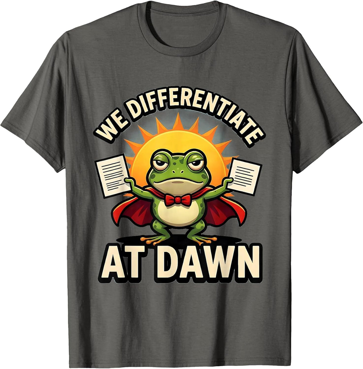 Men's We Differentiate At Dawn Funny Frog Teacher Cartoon T-Shirt - Asphalt Grey
