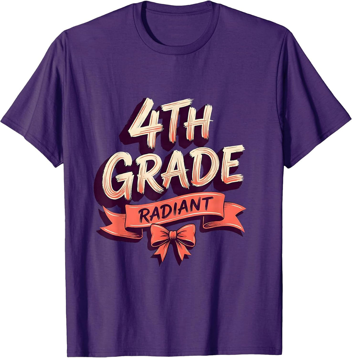 4th Grade Radiant Coquette Bow Back to School Fourth Grade T-Shirt - Purple