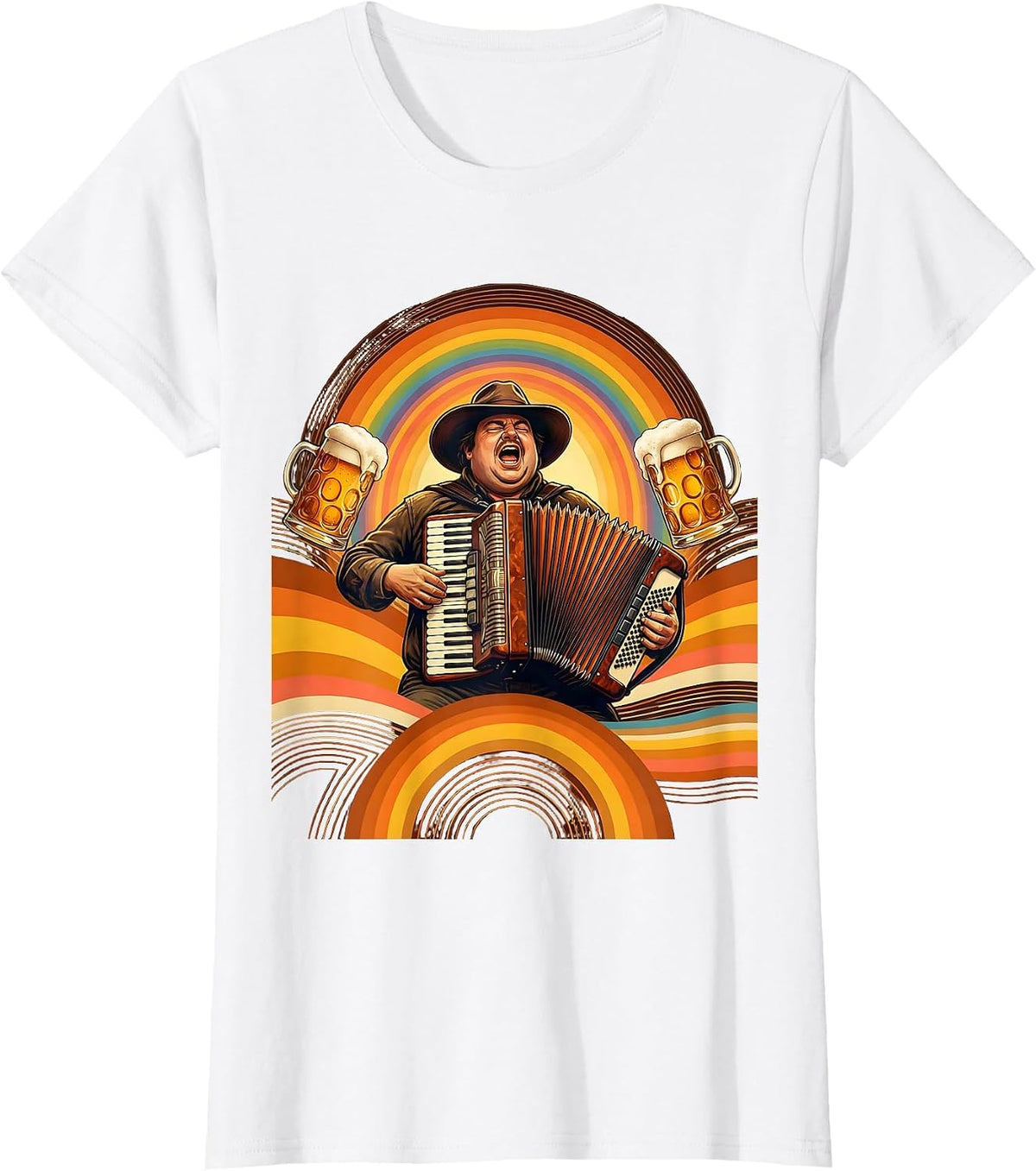 Women's Accordion Player Beer Stein Prost Celebration T-Shirt - White