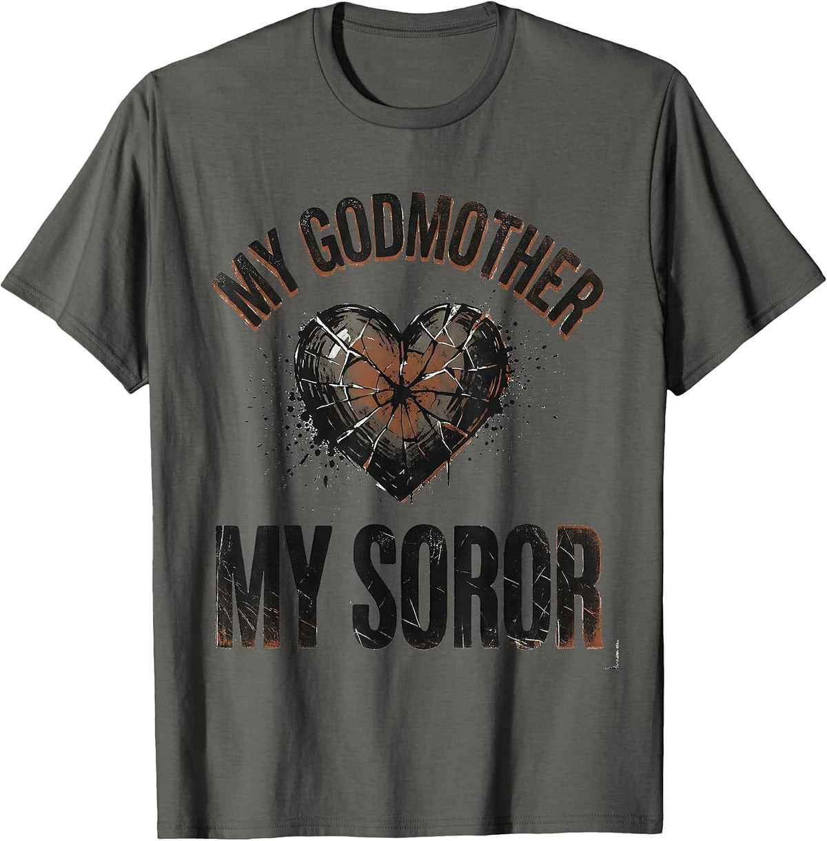 My Godmother My Soror Distressed Sorority Greek Letter Pride T-Shirt - Asphalt Grey