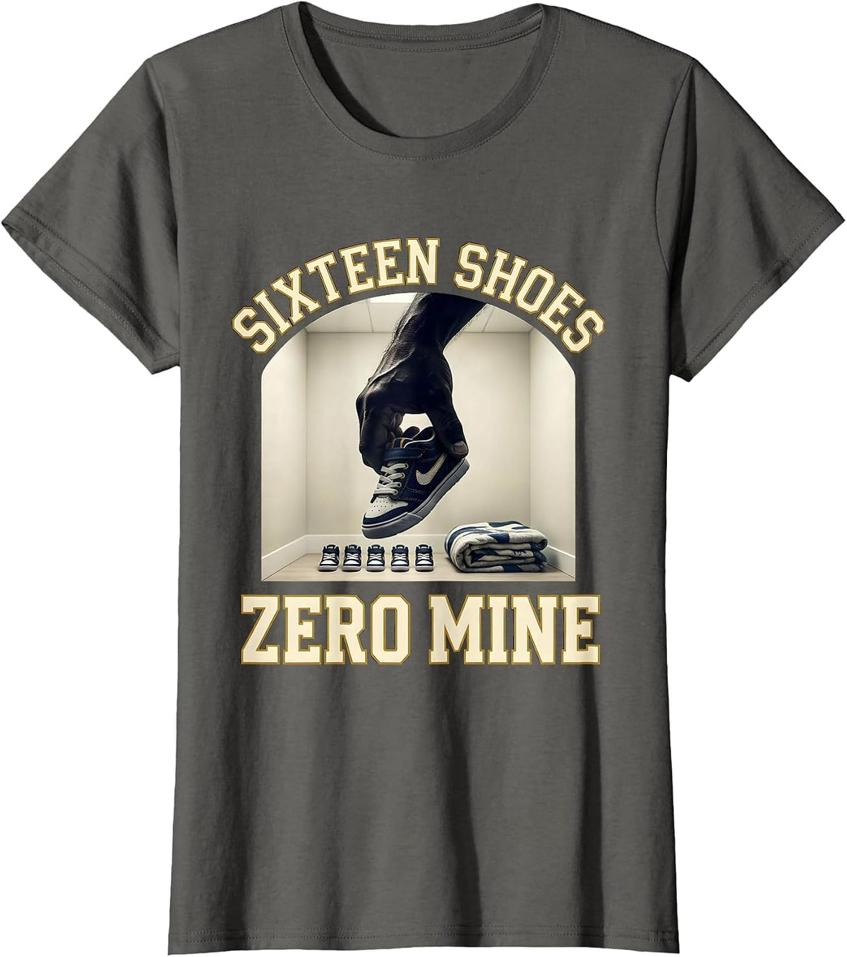 Women's Sixteen Shoes Zero Mine Funny Daycare Provider Childcare T-Shirt - Asphalt Grey