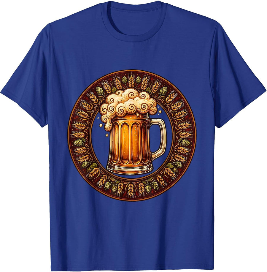 Frothy Overflowing Beer Mug Graphic T-Shirt - Royal Blue
