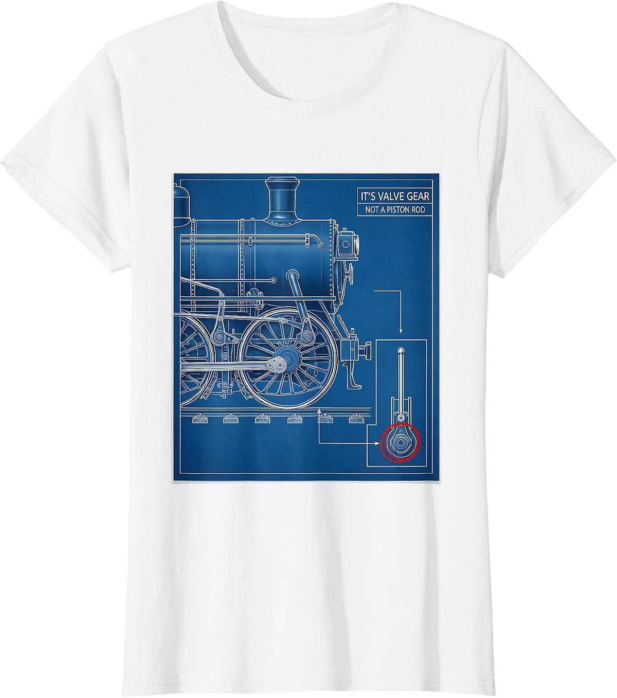 It's Valve Gear Not A Piston Rod Funny Train Enthusiast T-Shirt - White