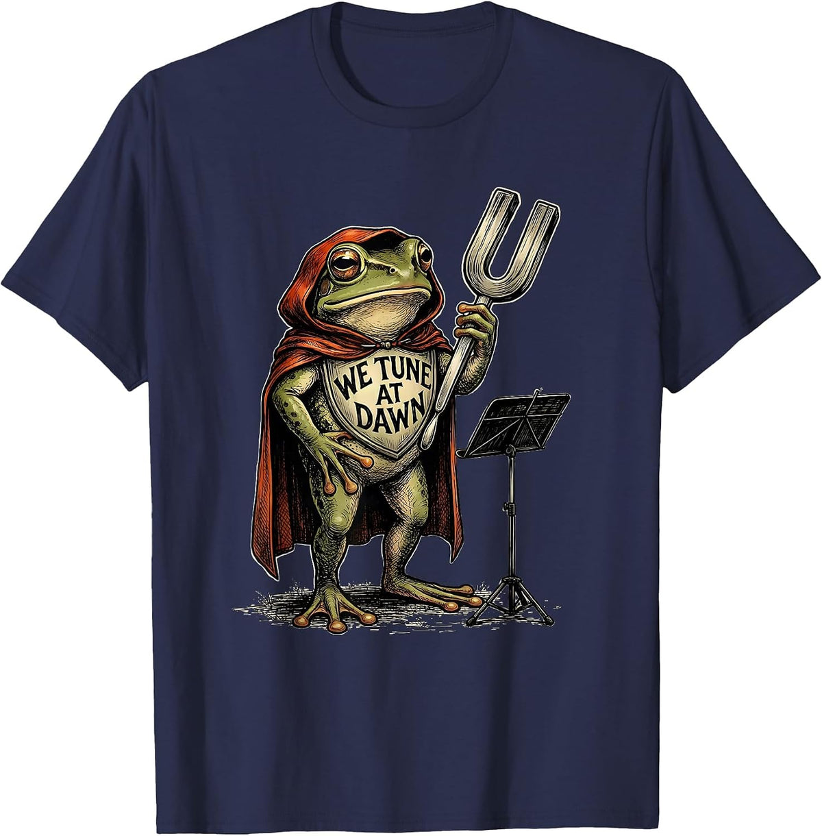 We Tune At Dawn Bold Frog Teacher Back To School Humor T-Shirt - Navy Blue