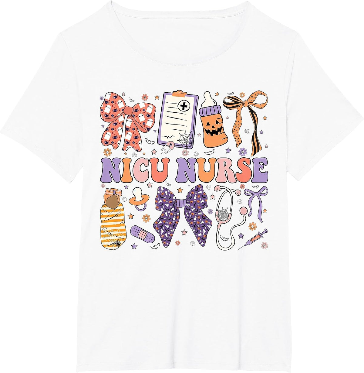 Neonatal Intensive Care Unit Coquette NICU Nurse Halloween T-Shirt - White