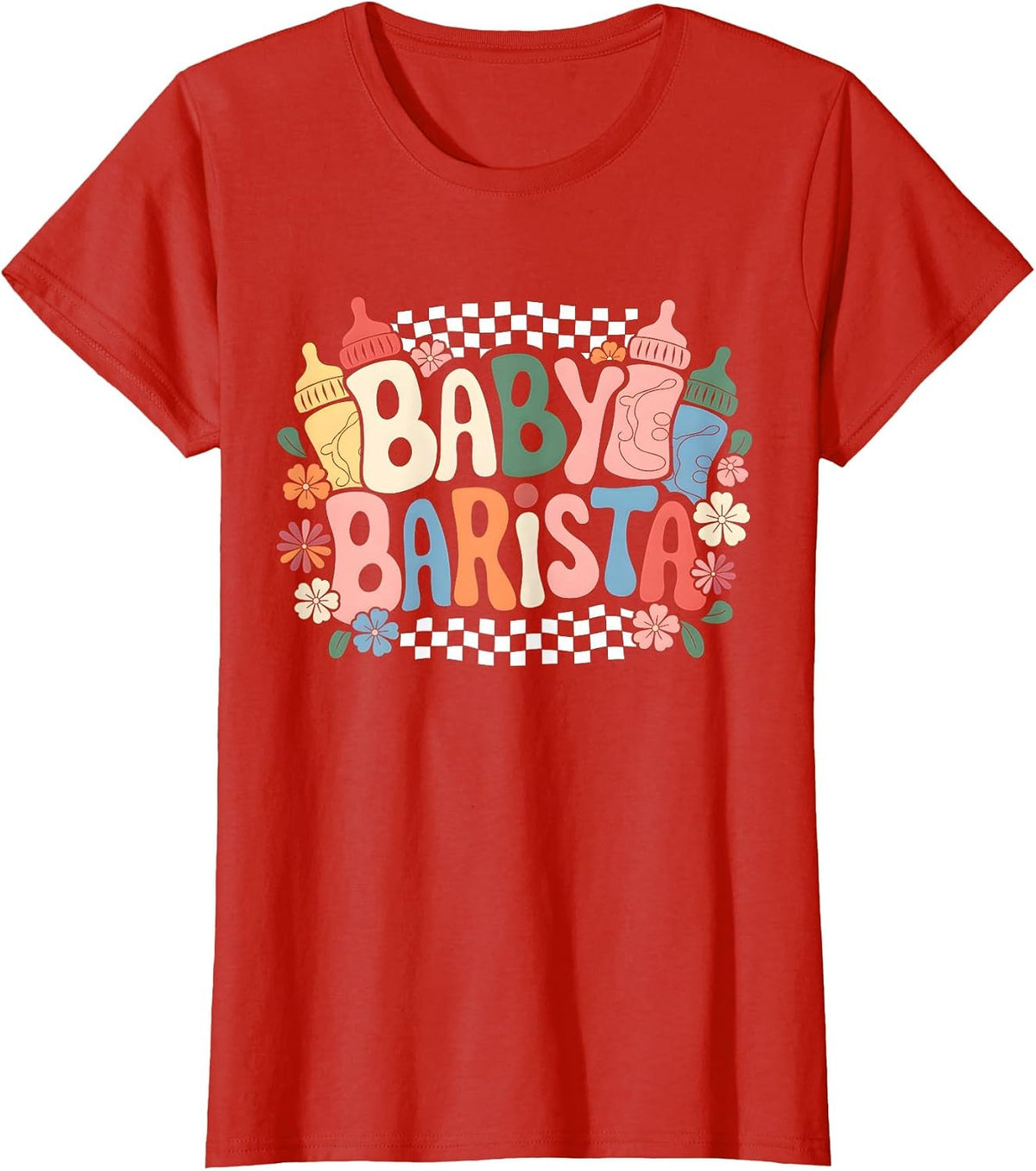 Nurse Milk Bottle Barista Mother Baby NICU Appreciation T-Shirt - Red