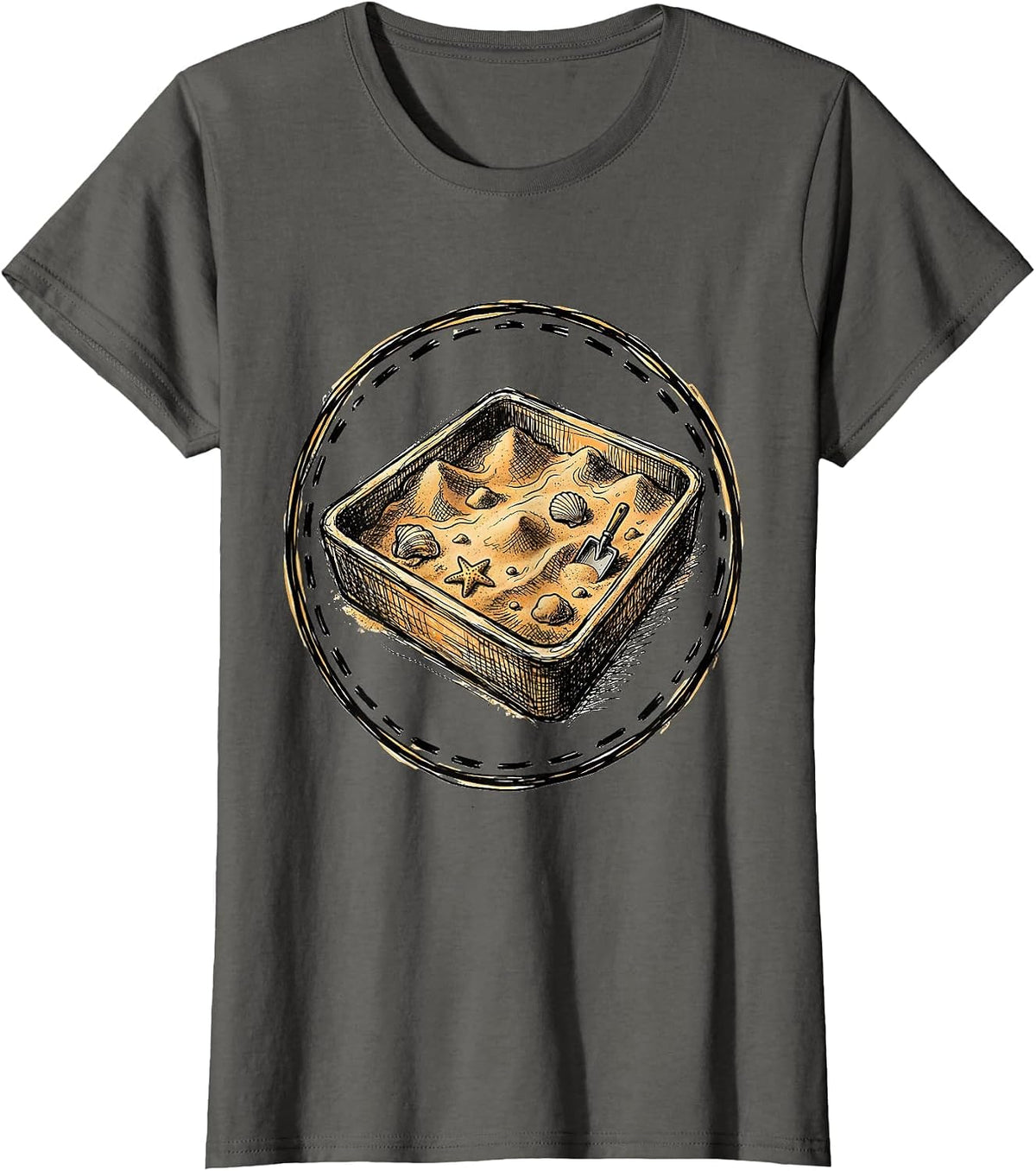 Women's Preschool Teacher Kinetic Sand Sensory Bin Graphic T-Shirt - Asphalt Grey