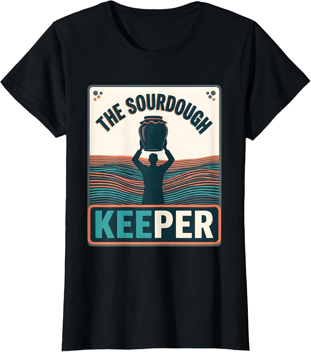 The Sourdough Keeper Flat Vector Tarot Card Baker Humor T-Shirt - Black