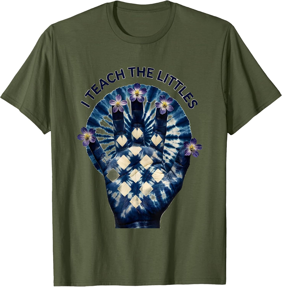 Men's I Teach The Littles Preschool Teacher Design T-Shirt - Olive Green