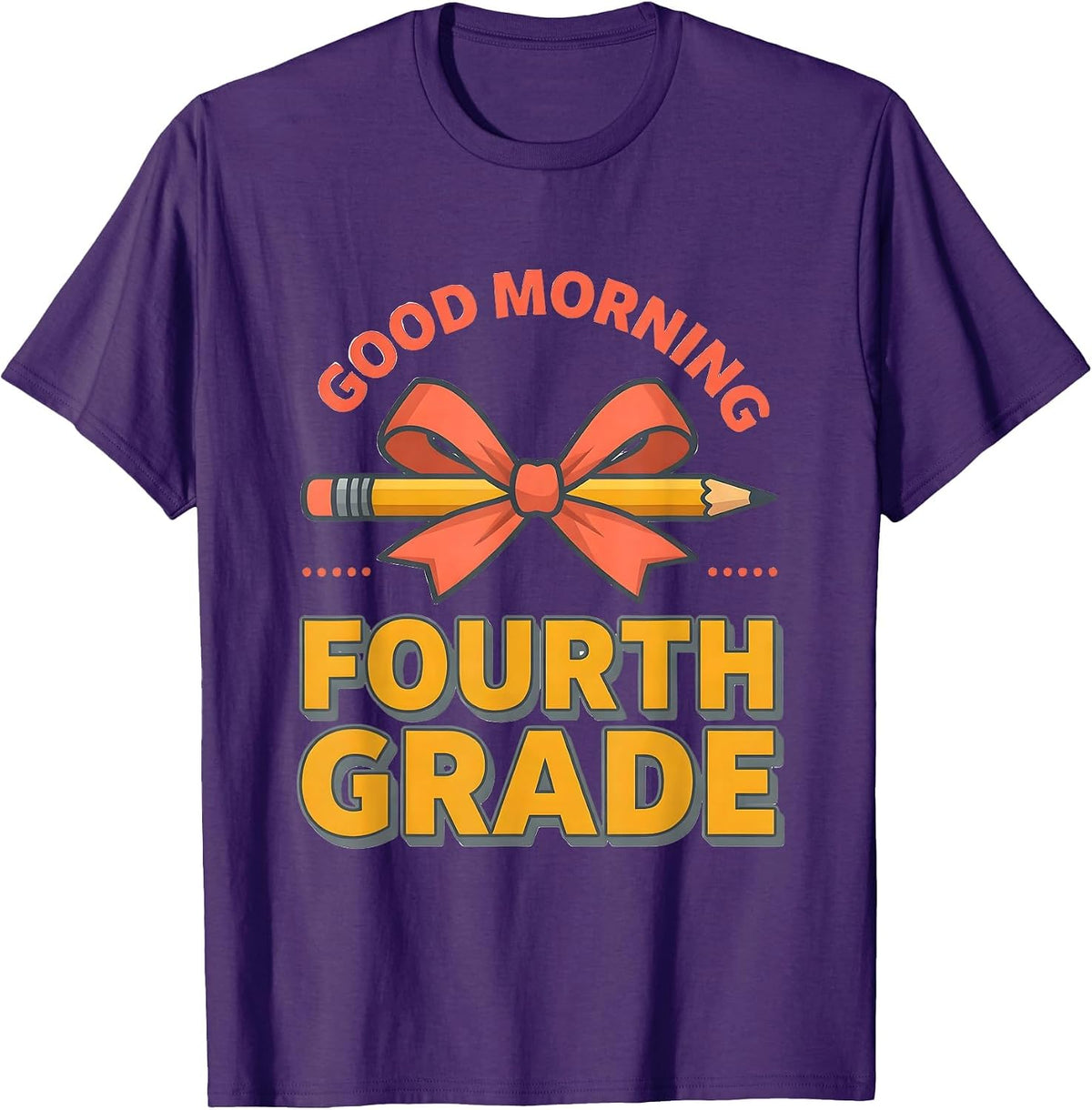 Men's Good Morning Fourth Grade Coquette Bow Back to School Fourth T-Shirt - Purple