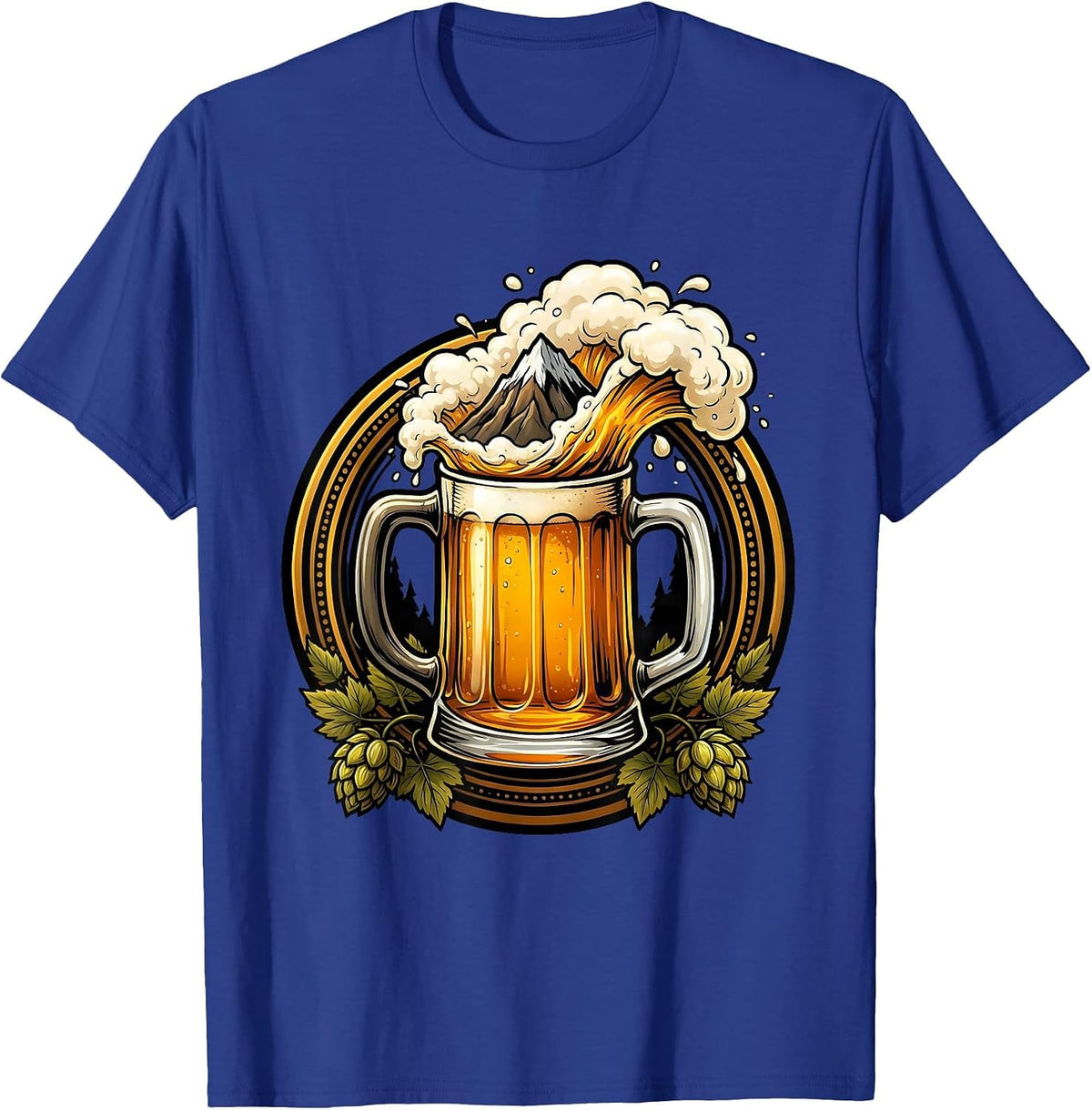 Men's Frosty Overflowing Beer Mug Graphic T-Shirt - Royal Blue