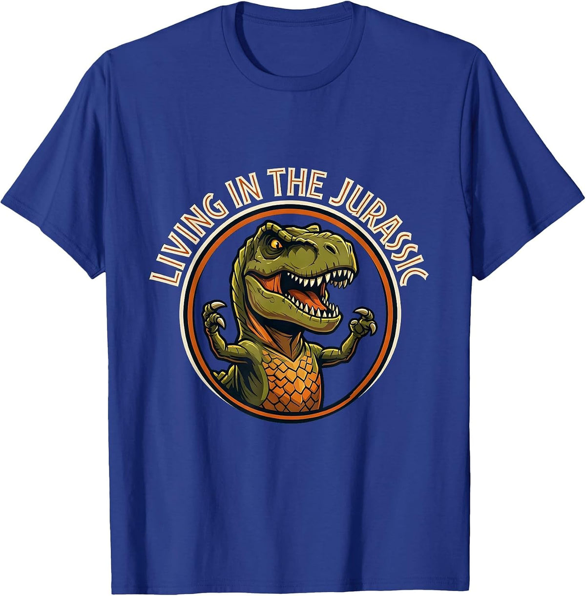 Men's Living in the Jurassic Dinosaur Boys Design T-Shirt - Royal Blue