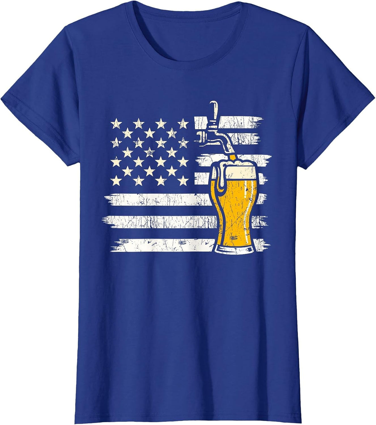 Beer American Flag USA T-Shirt - Royal Blue