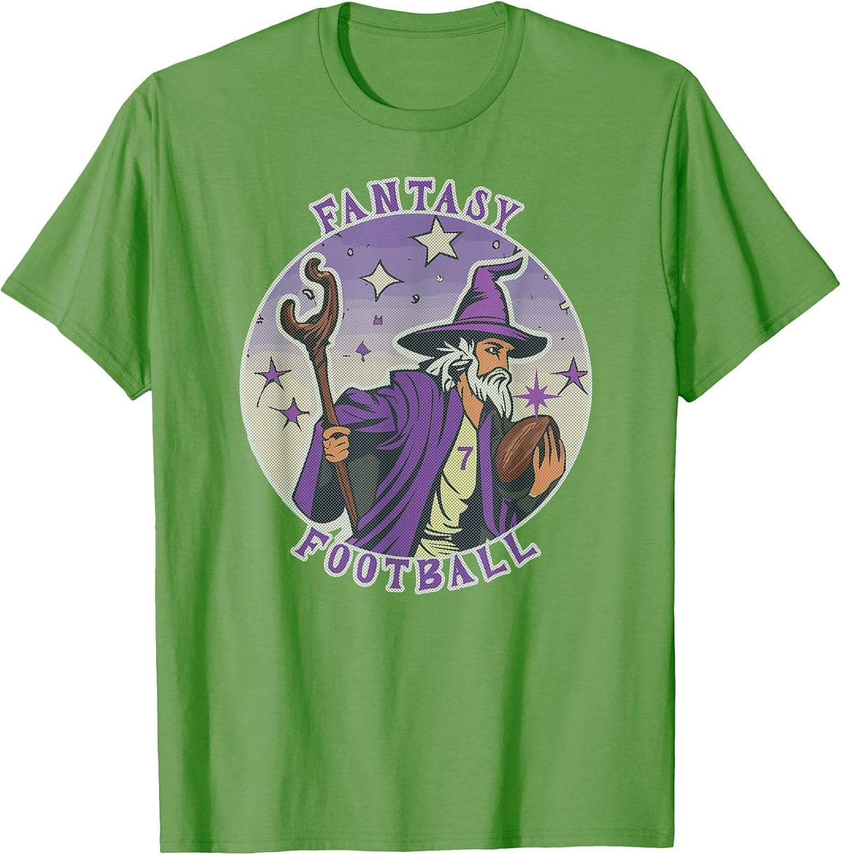Funny Wizard Fantasy Football Player Literal Dad Joke Pun T-Shirt - Grass Green