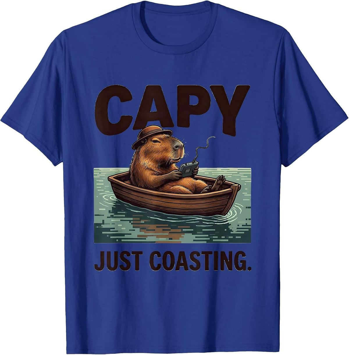 Capy, Just Coasting Funny Capybara Gamer Meme Humor T-Shirt - Royal Blue