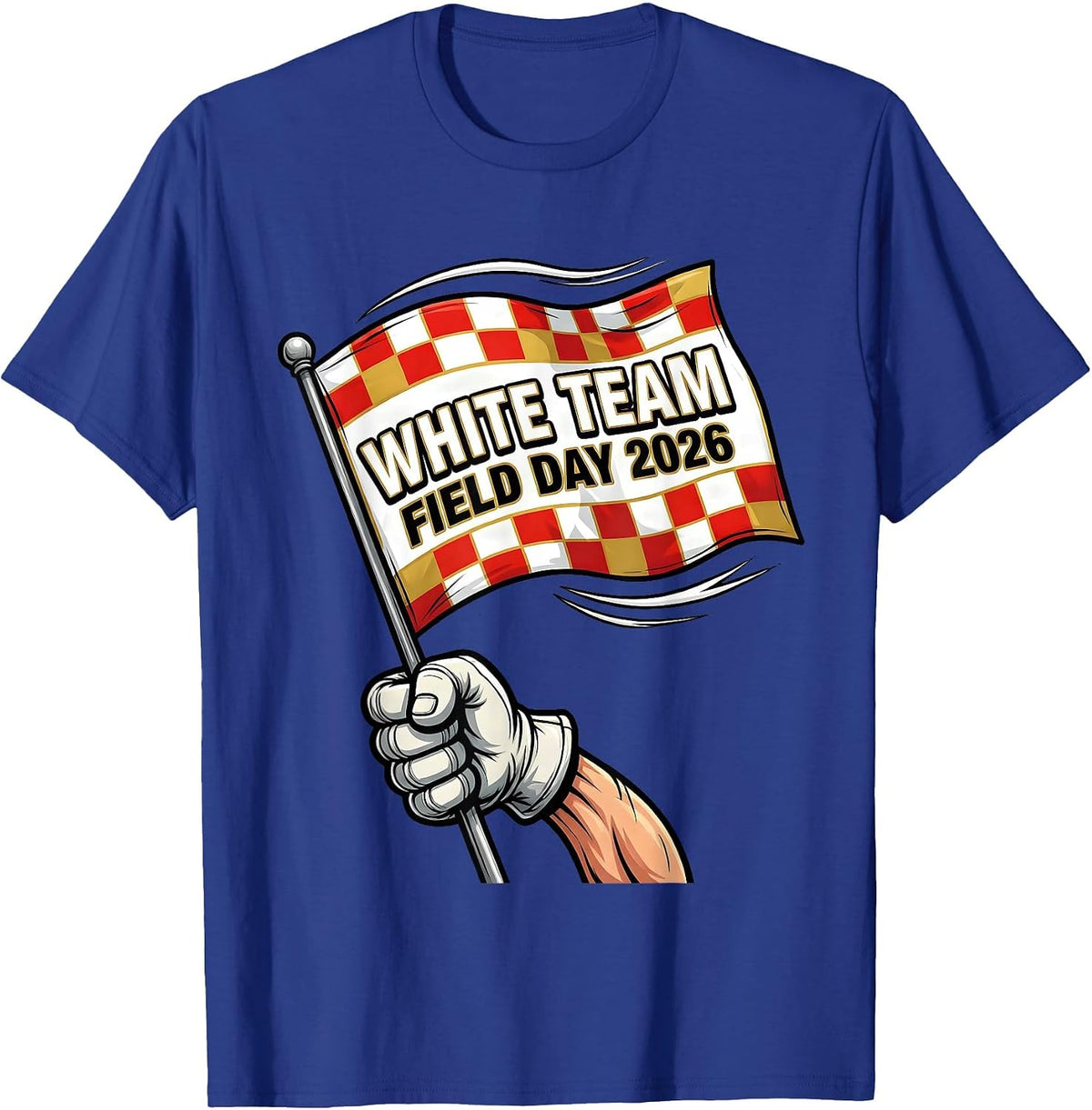 White Team Field Day 2026 Cartoon Teacher Kids T-Shirt - Royal Blue