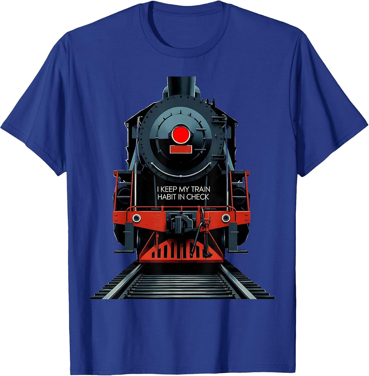 Men's I Keep My Train Habit In Check Funny Train Enthusiast Model T-Shirt - Royal Blue
