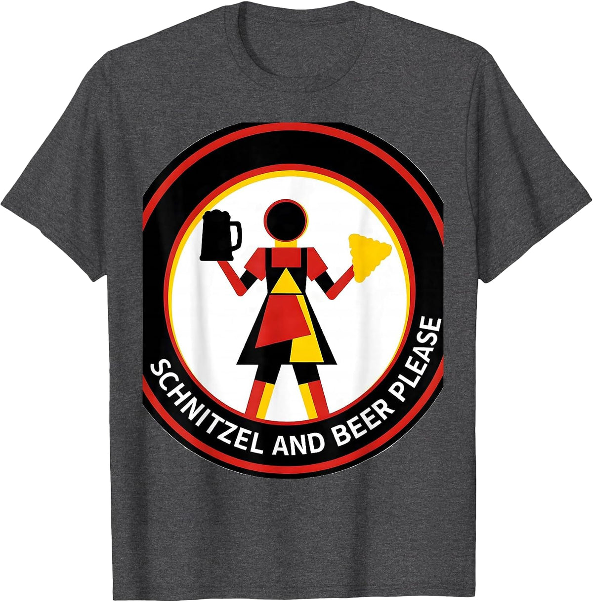 Schnitzel and Beer Please Oktoberfest Design T-Shirt - Dark Heather Grey