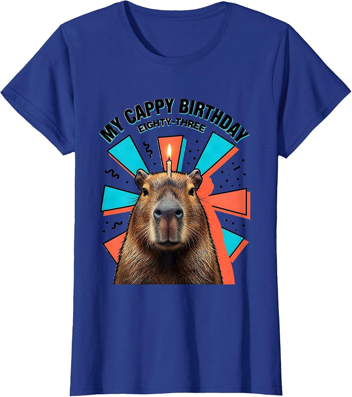 Women's My Cappy Birthday Eighty-Three Kawaii Capybara Birthday Gift T-Shirt - Royal Blue