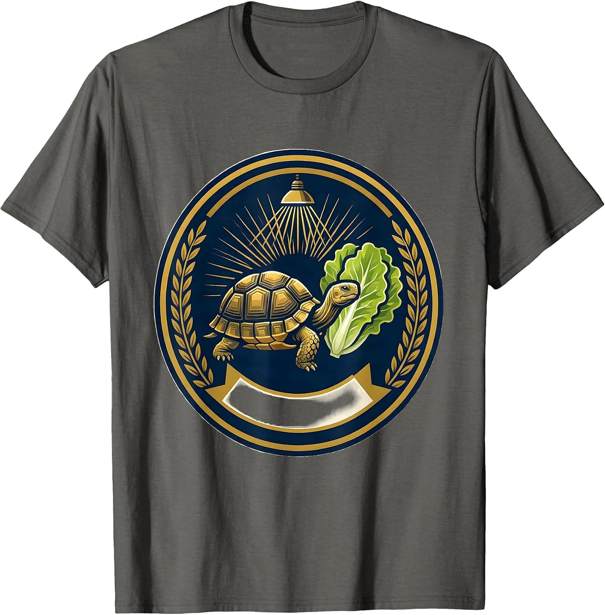 Men's Tortoise Seal Pet Lover Humor Emblem T-Shirt - Asphalt Grey