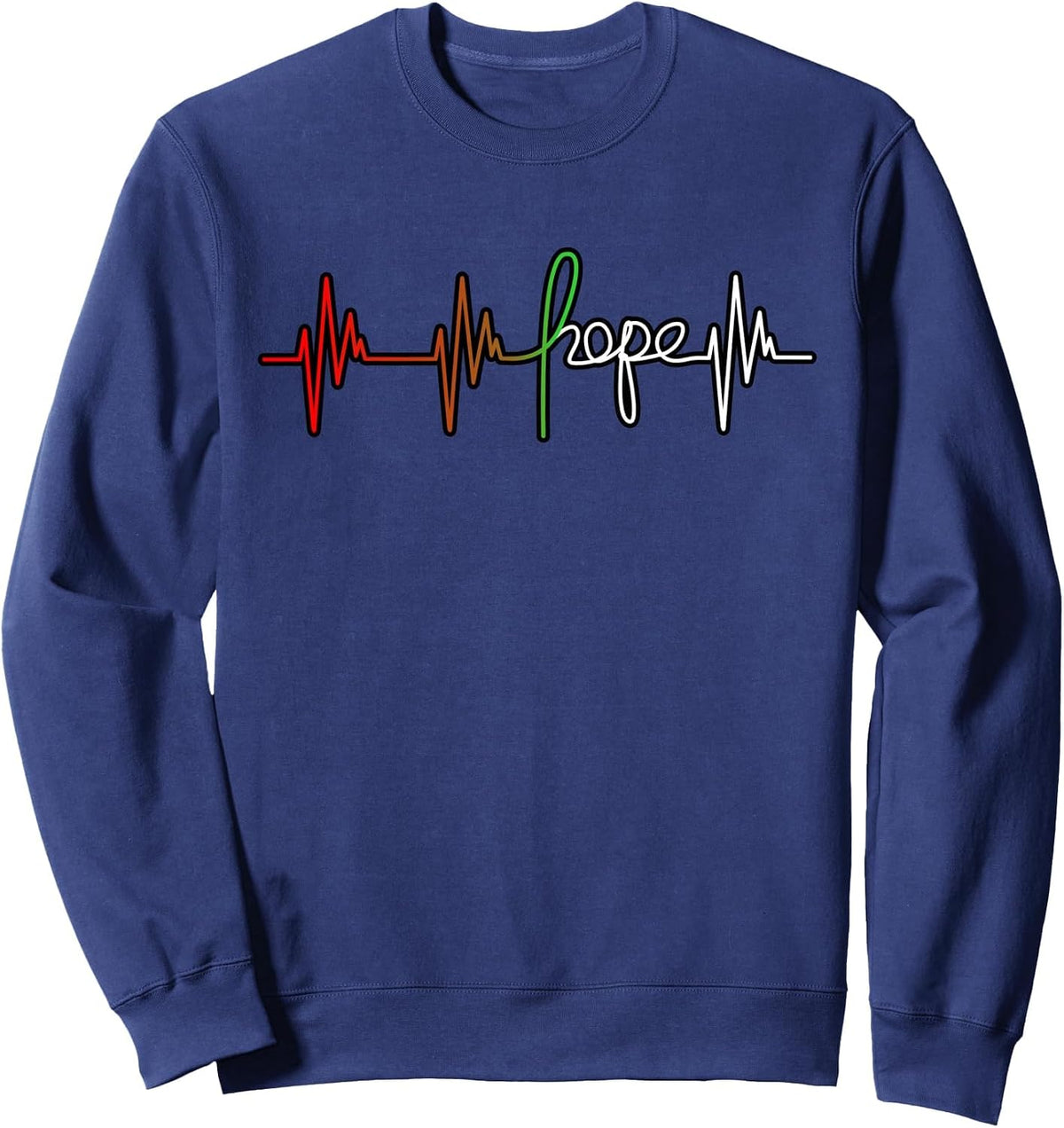 Hope Heartbeat Mental Health Awareness Supporter Graphic Sweatshirt - Adult Unisex Navy Blue