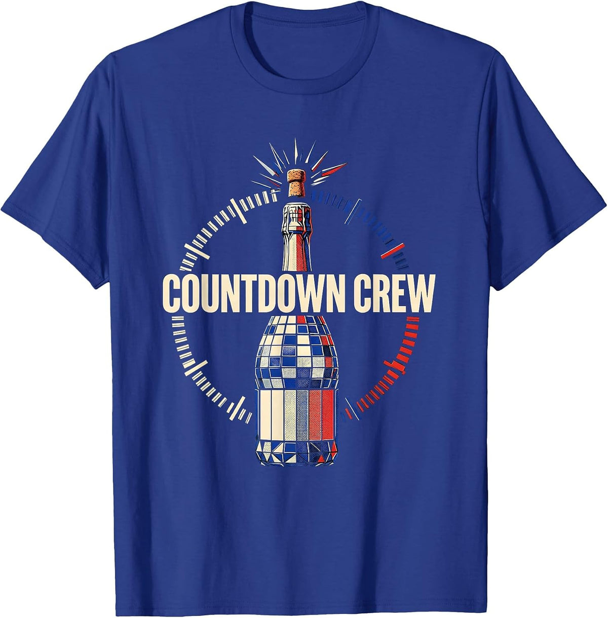 Men's Countdown Crew Geometric New Year Party Nurse Crew Matching T-Shirt - Royal Blue