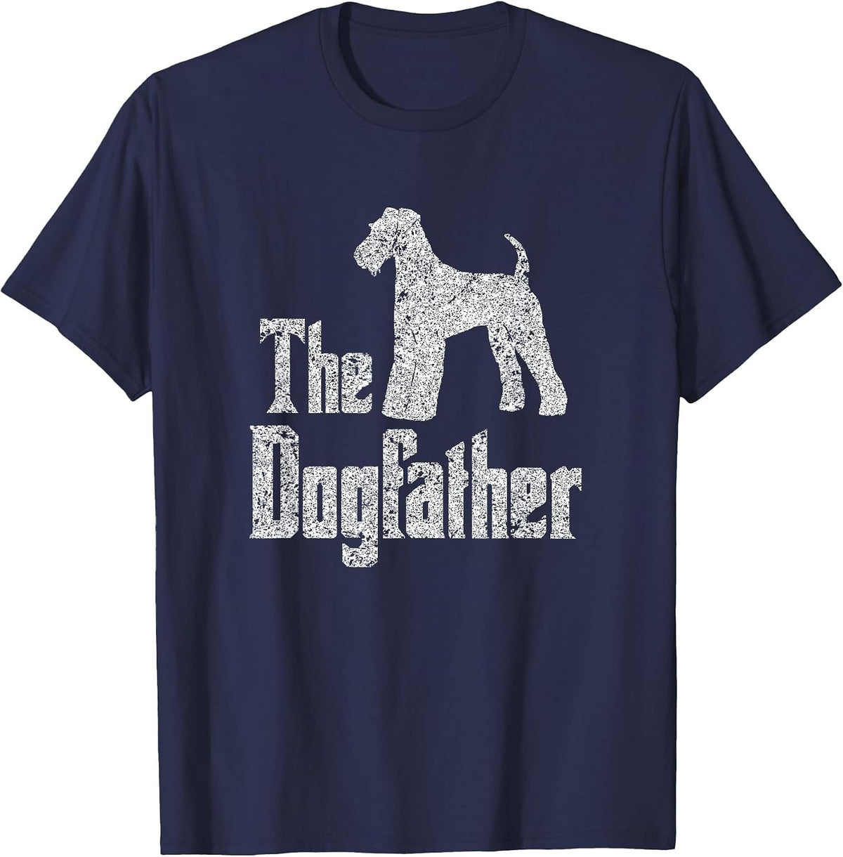 The Dogfather T-Shirt, Airedale Terrier Silhouette Funny Dog T-Shirt - Navy Blue