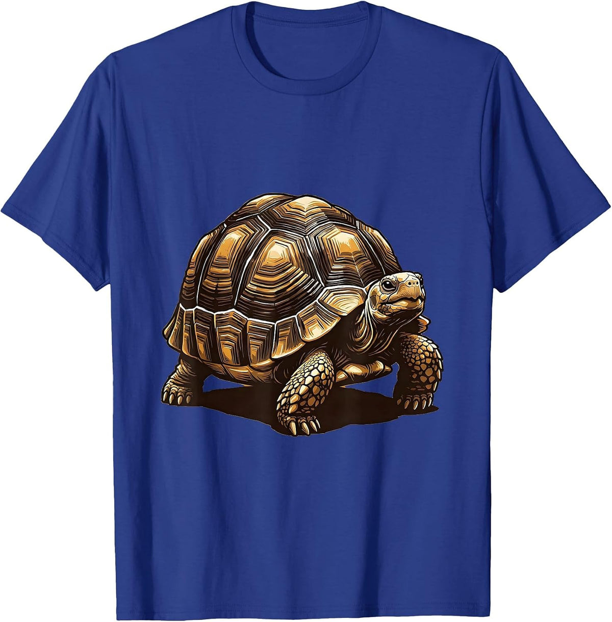 Men's Low Tortoise Playful Wood Type Letterpress Animal Lover T-Shirt - Royal Blue