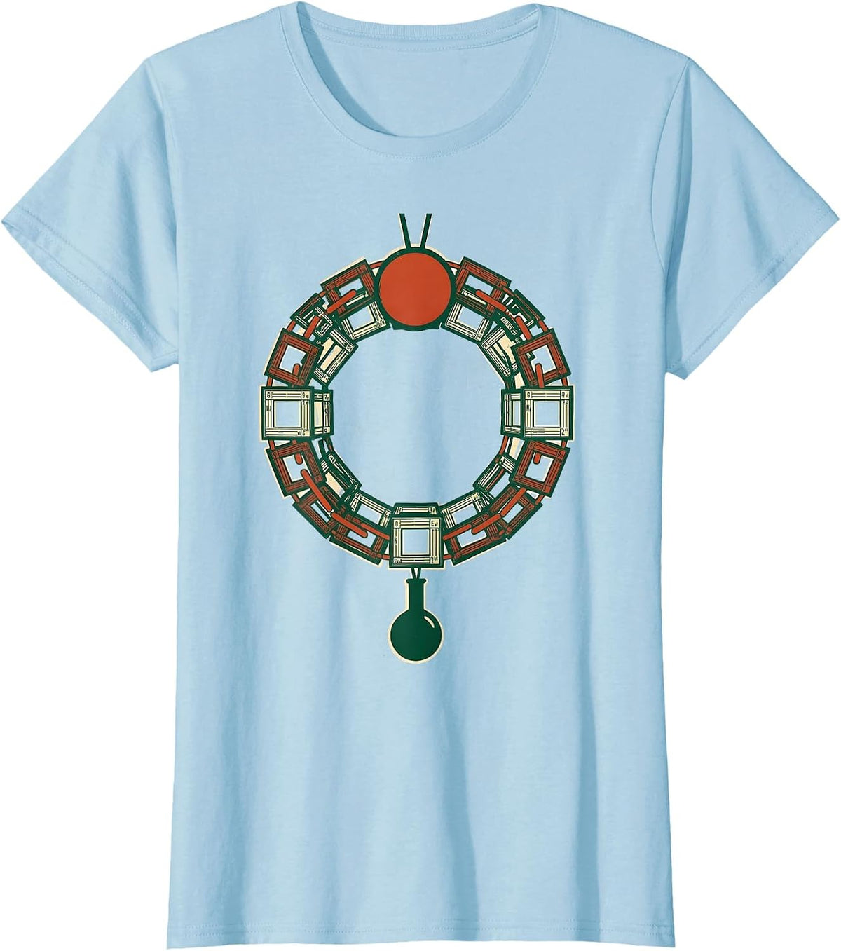 Periodic Table Wreath Nerd Science Humor Gift T-Shirt - Baby Blue