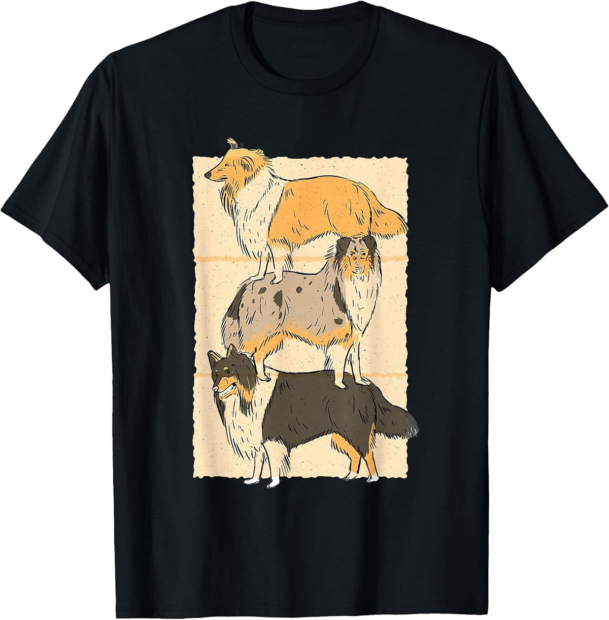 Rough Collie Dogs T-Shirt - Black