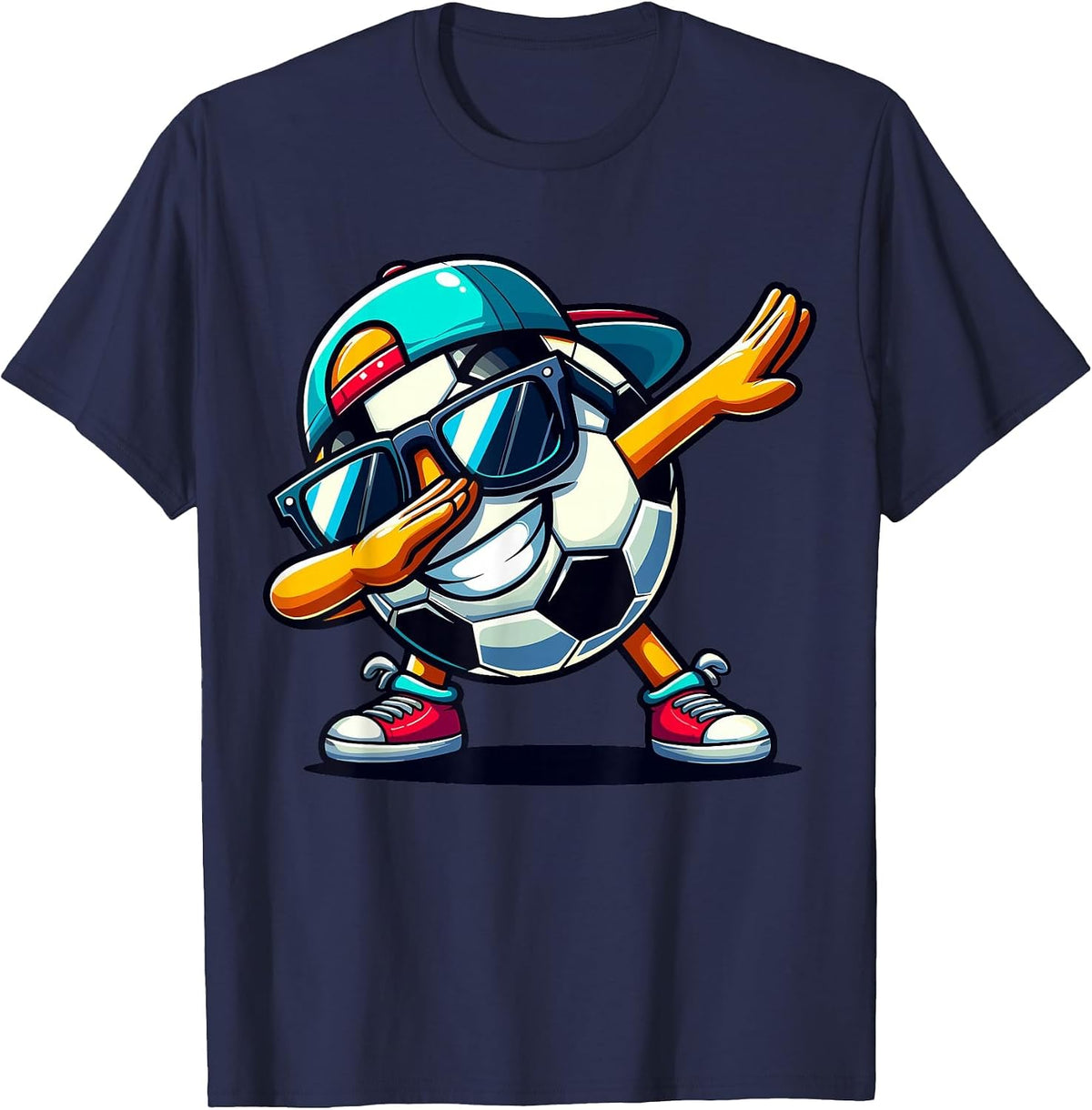 Dabbing Soccer Ball Player T-Shirt - Navy Blue