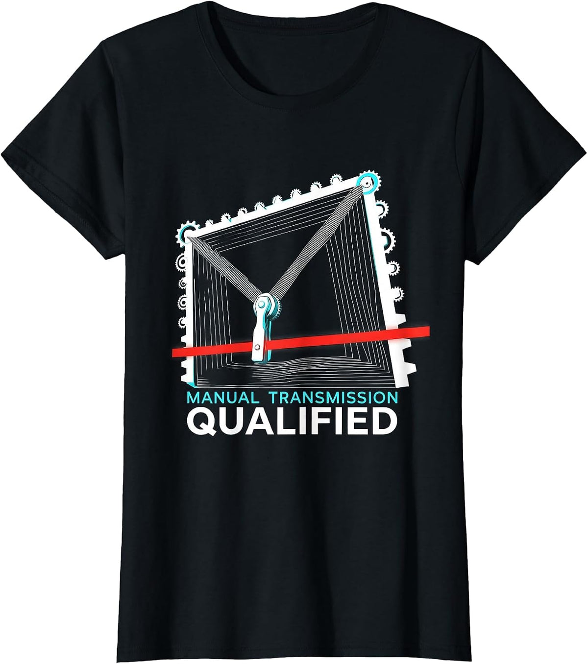 Manual Transmission Qualified New Wave Car Guy Mechanic Gift T-Shirt - Black