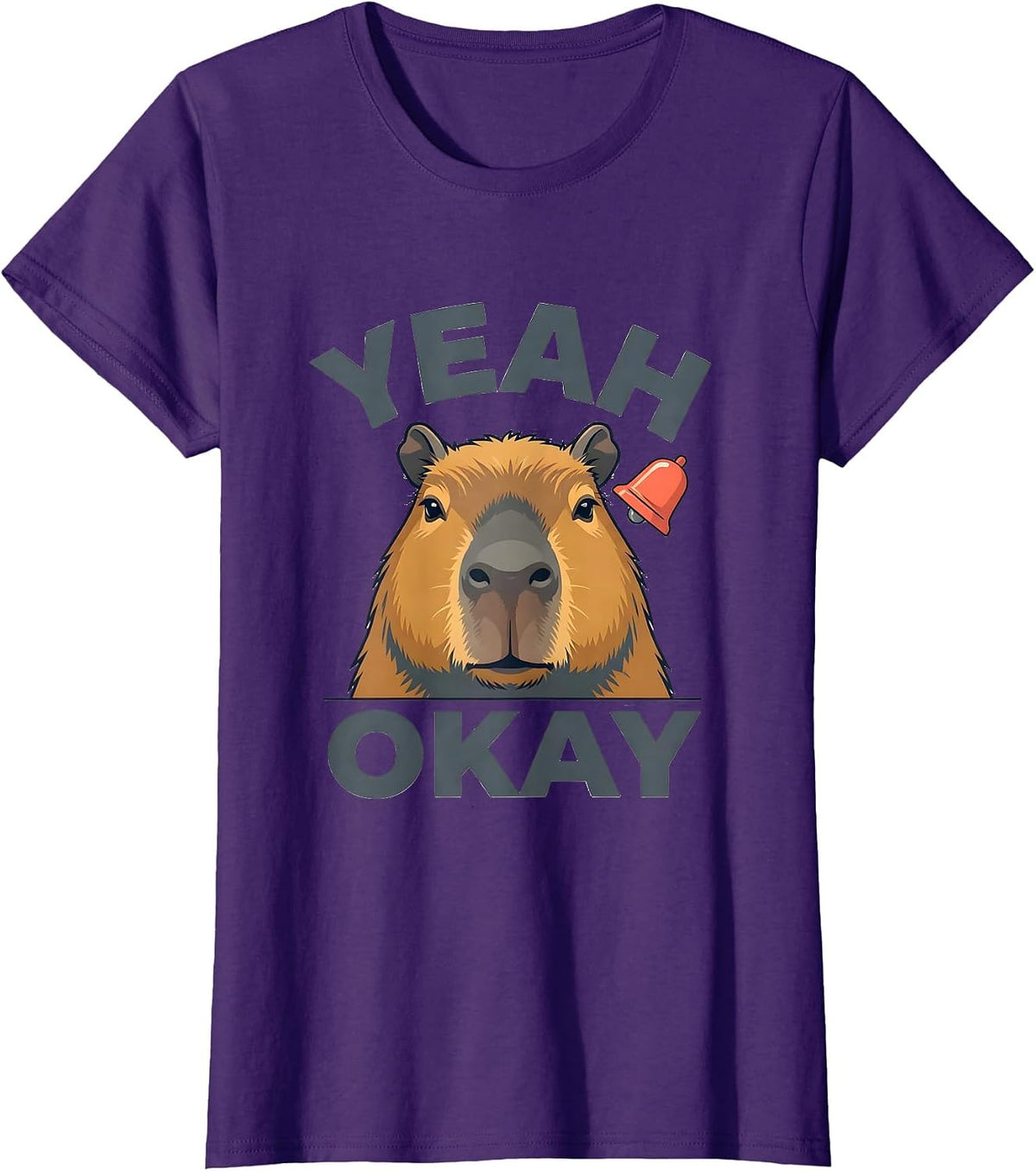 Women's Yeah Okay Flat Vector Capybara Meme Animal Humor T-Shirt - Purple