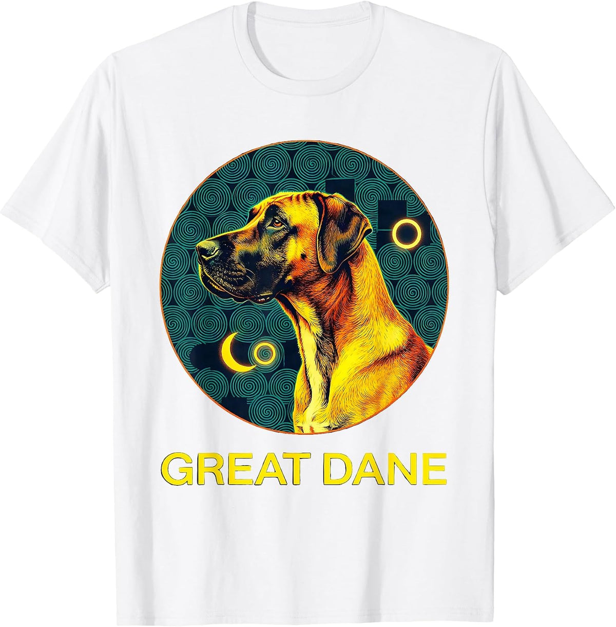 Men's GREAT DANE Risograph Van Gogh Starry Night Dog Breed T-Shirt - White