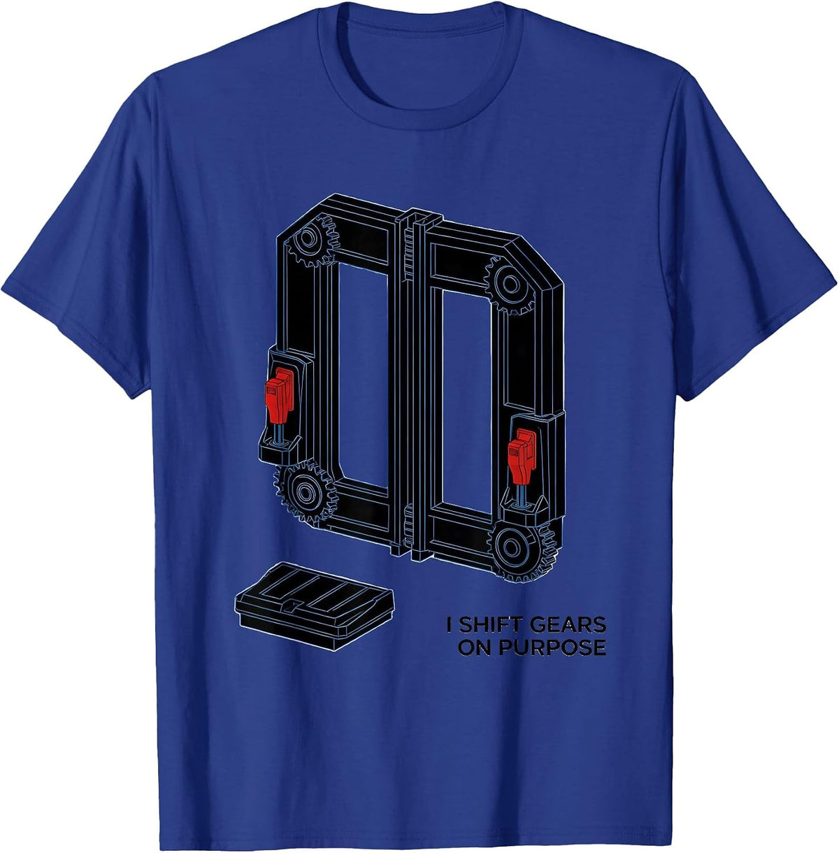 Men's I Shift Gears On Purpose Funny Manual Transmission Drift Car T-Shirt - Royal Blue