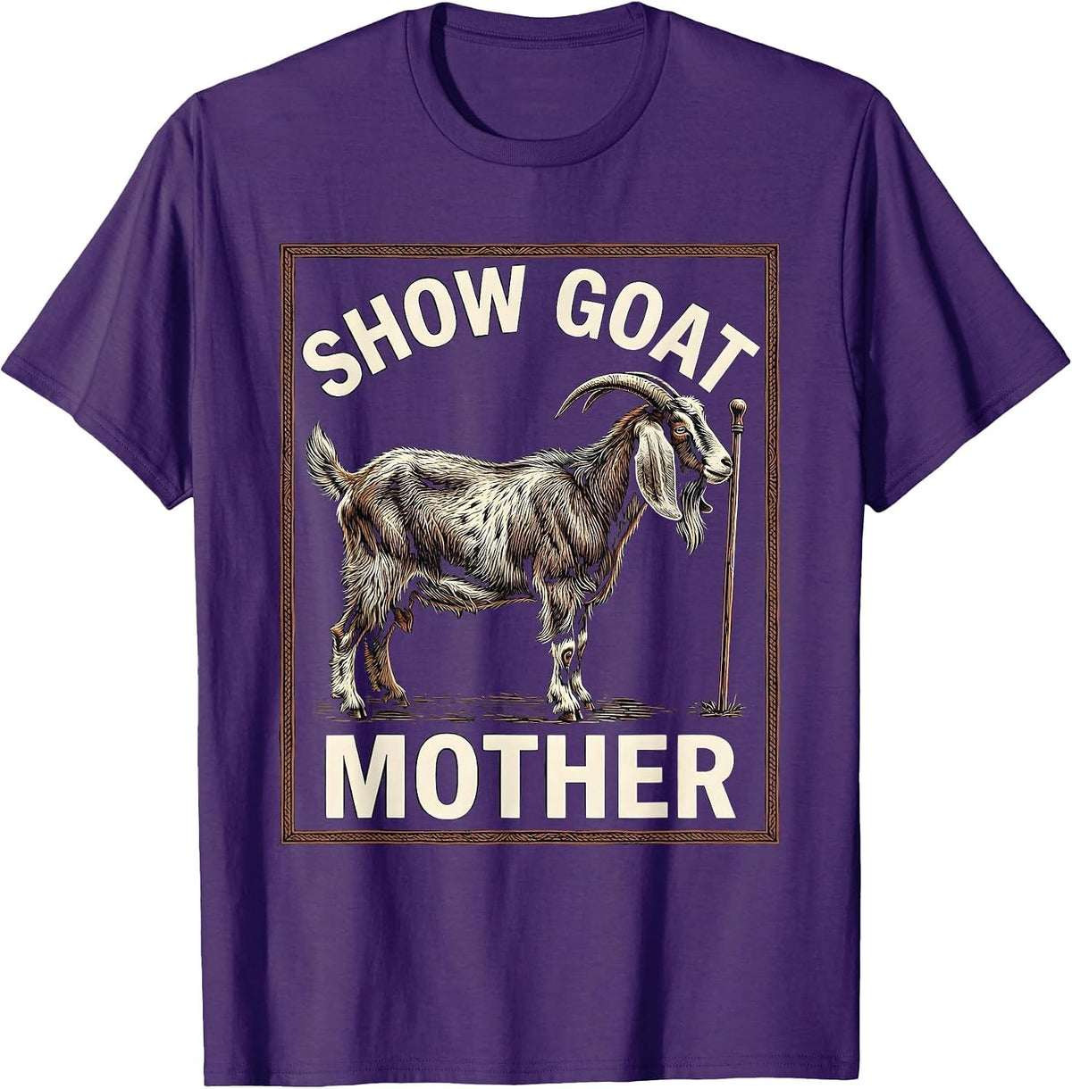 Show Goat Mother Woodcut Engraving Farm Pride Livestock Show T-Shirt - Purple
