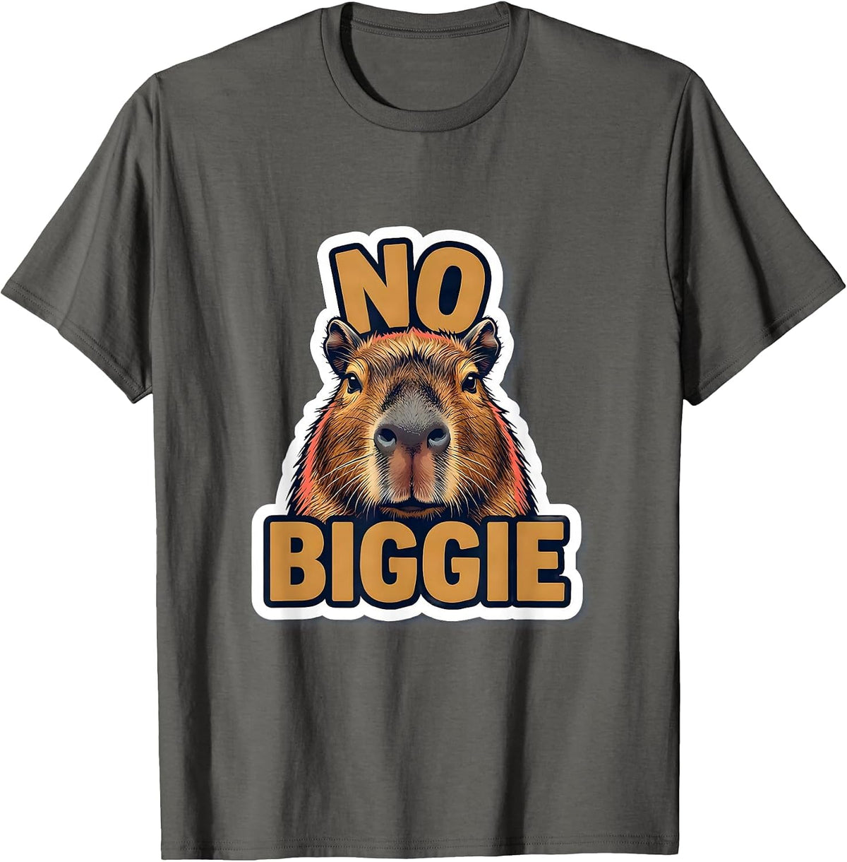 Men's No Biggie Funny Capybara Animal Meme Humor T-Shirt - Asphalt Grey